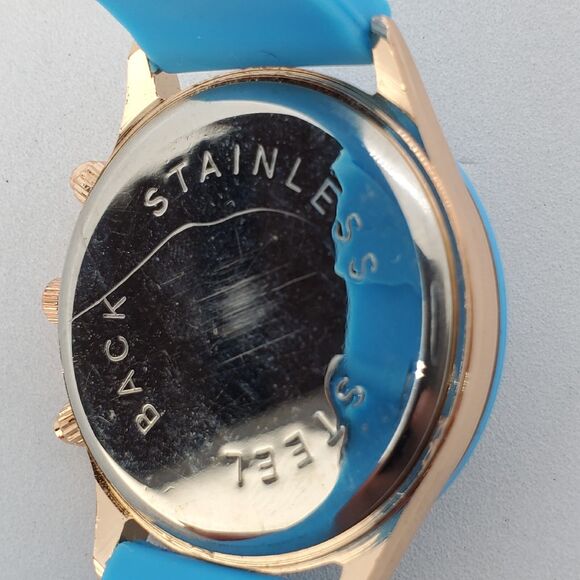 38MM Watch Women Blue Dial Blue Plastic Band Straps New Battery - Picture 5 of 13